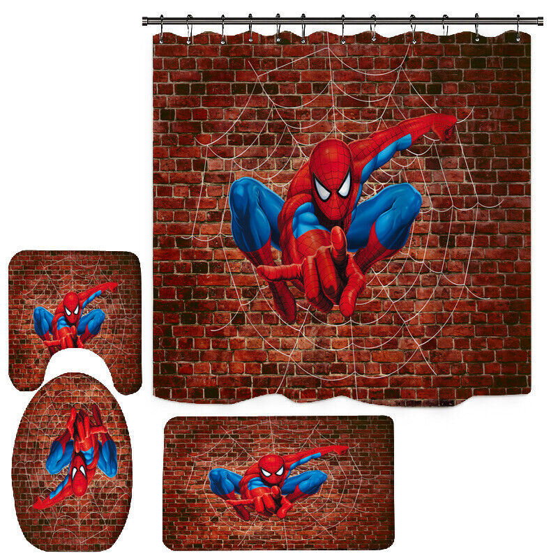 Nostalgic Spider-Man Bathroom Shower Curtain Pad for Comic Book Collectors