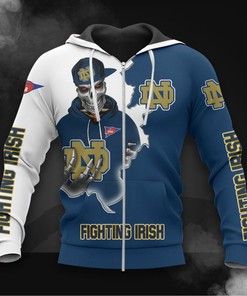 Notre Dame Fighting Irish 3D Zip Hoodie - Long Sleeve Zip Hoodie For Fan