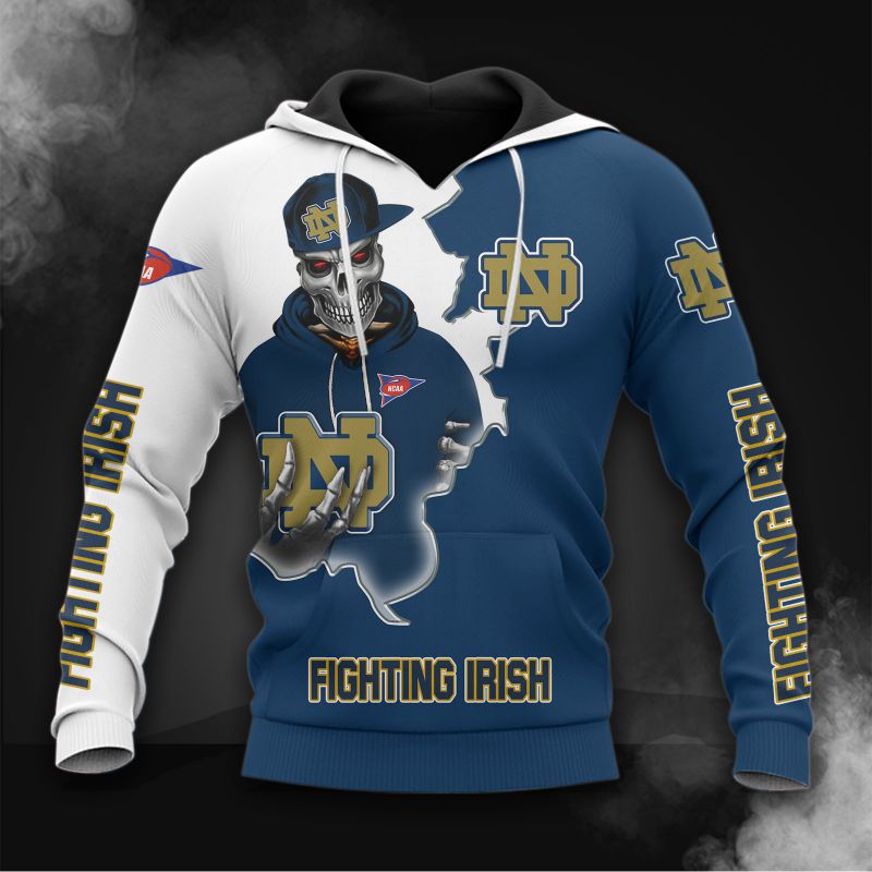 Notre Dame Fighting Irish Skull 3D Hoodie - Gifts For Fans