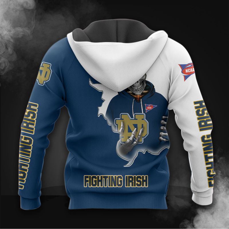 Notre Dame Fighting Irish Skull 3D Hoodie - Gifts For Fans