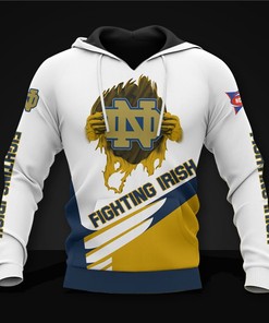Notre Dame Fighting Irish Zip Hoodie 3D - Long Sleeve Gift For Fan