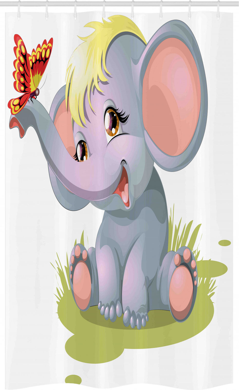 Nursery Elephant Stable Newborn Mascot Stall Printed Bathroom Shower Curtain, Fabric Bath Curtain