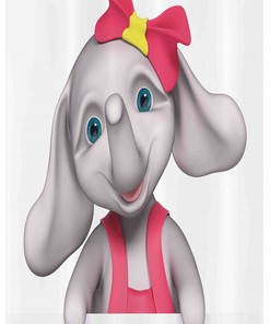 Nursery Elephant Stall Smiling Girl with Balloons Bathroom Shower Curtain, Fabric Bath Curtain