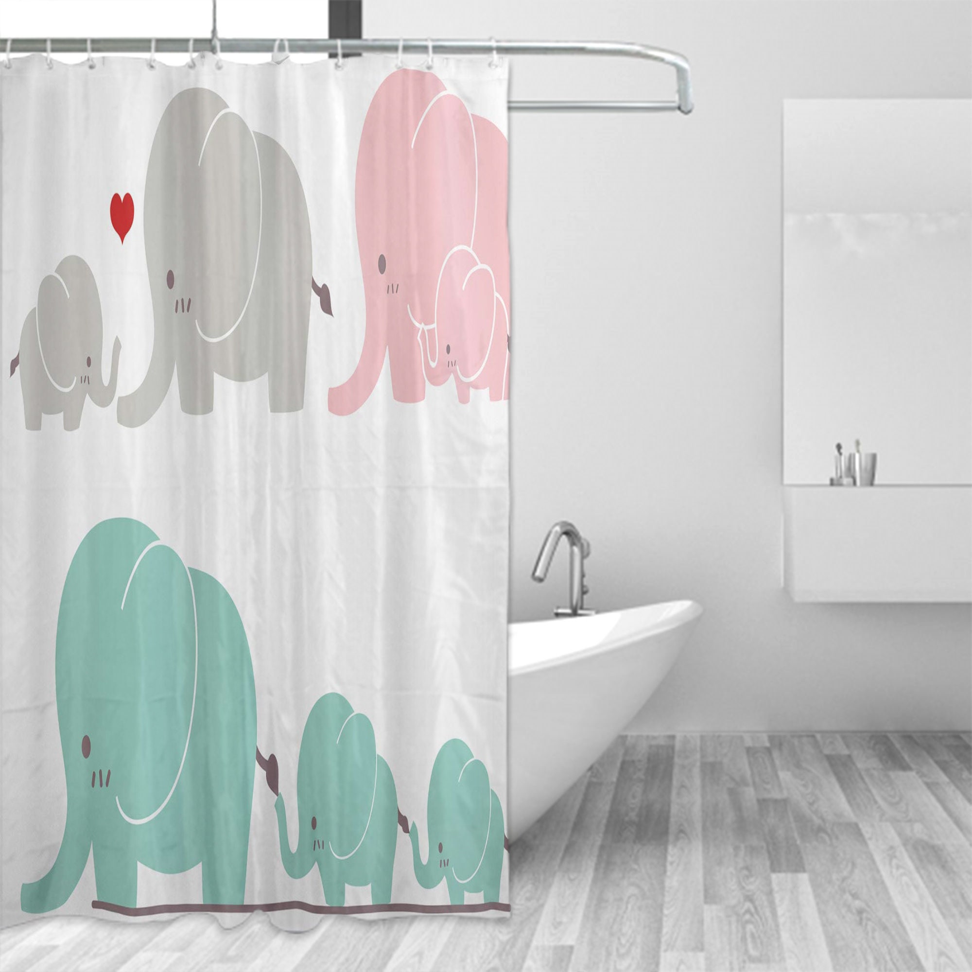 Nursery Unicorn Geometry Shower Curtain Decor, Fabric Bath Curtain in Ambesonne Style