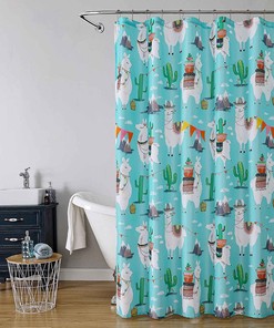 OWENIE Colorful Cactus with Flower Shower Curtain for Elegant Southwest Bathroom Decor