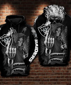 Oakland Raiders 3D All Over Print Hoodie - Skull Design - Gifts For Fans