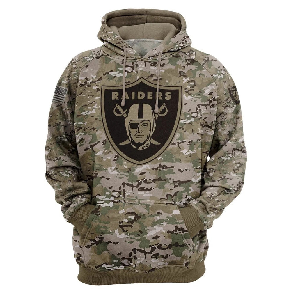 Oakland Raiders Camo 3D Printed Hunting Hoodie - Zip-Up Hoodie Gifts For Fans
