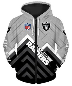 Oakland Raiders Full-Size 3D Zip Hoodie - Pullover Size S-5Xl