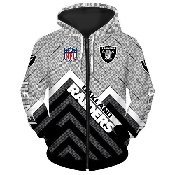 Oakland Raiders Full-Size 3D Zip Hoodie - Pullover Size S-5Xl
