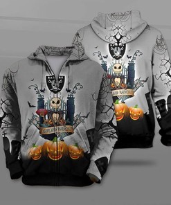 Oakland Raiders Jack Skellington 3D Graphic Hoodie - Halloween Costume