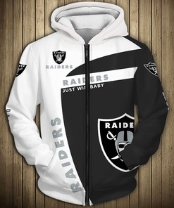 Oakland Raiders Long Sleeve 3D Zip Hoodie - Pullover Gift For Fans
