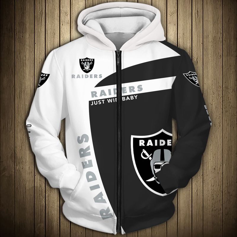 Oakland Raiders Long Sleeve 3D Zip Hoodie - Pullover Gift For Fans
