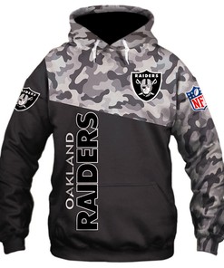 Oakland Raiders Military 3D Zip Hoodie - Long Sleeve New Season