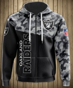 Oakland Raiders Military 3D Zip Hoodie - Long Sleeve New Season