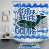 Ocean Animal Shower Curtain Rustic Board Watercolor Whale Bathroom Decor