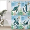 Ocean Animals Sea Turtle Seahorse Octopus Whale Shower Curtain for Bathroom Decor