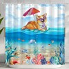 Ocean Beach Dog Shower Curtain - Funny Kids Bathroom Decor