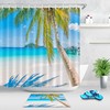 Ocean Beach Scenery Shower Curtain with Palm Tree Tropical Design, for Bathroom Fabric 