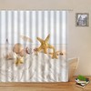 Ocean Beach Shower Curtain Sea Scenery Starfish Conch Shell Bathroom Cloth