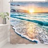 Ocean Beach Themed Scene Print Fabric Shower Curtain, Sunrise Sunset View Hawaii Seashore Summer