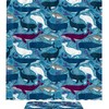 Ocean Blue Shark Pattern Shower Curtain, Fun Bathroom Print