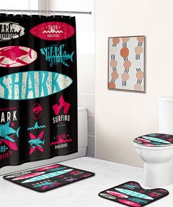 Ocean Blue Shark Print Shower Curtain for Your Bathroom