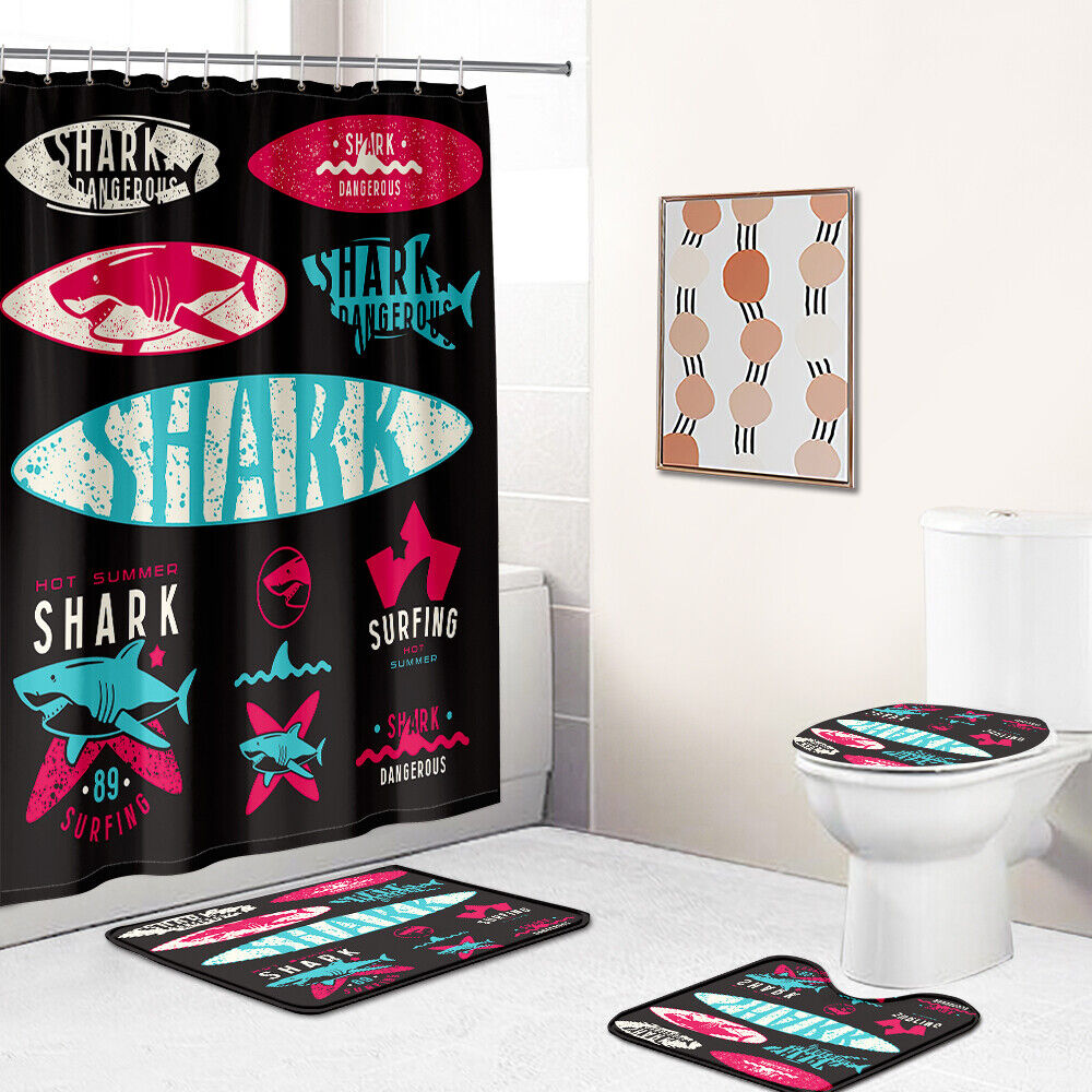 Ocean Blue Shark Print Shower Curtain for Your Bathroom