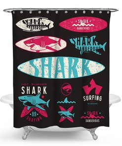 Ocean Blue Shark Print Shower Curtain for Your Bathroom