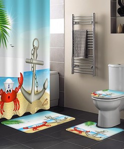 Ocean Crab and Anchor Beach Shower Curtains Decorative
