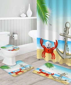 Ocean Crab and Anchor Beach Shower Curtains Decorative