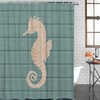 Ocean Creatures Beach Seahorse Cyan Shower Curtain, Waterproof Fabric Bathroom Decor