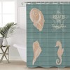 Ocean Creatures Beach Seahorse Starfish Shells Cyan Shower Curtain for Bathroom Decor