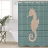 Ocean Creatures Beach with Cyan Seahorse Unique Shower Curtain for Bathroom Decor