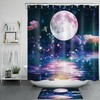 Ocean Dream Scene Stars Moon Print Shower Curtain for Bathroom Decor