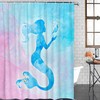 Ocean Dreamy Mermaid Silhouette and Psychedelic Watercolor Style Shower Curtain Waterproof Fabric Bathroom Curtain