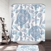 Ocean Fabric Shower Curtain with Fish Seahorse Sand Dollar Coral Shells Stripe Design