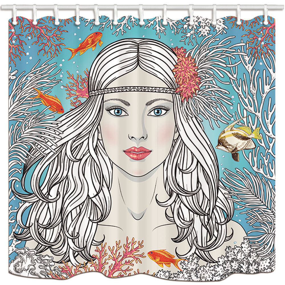Ocean Girl Mermaids Daughter Fabric Shower Curtain for Bathroom Decor