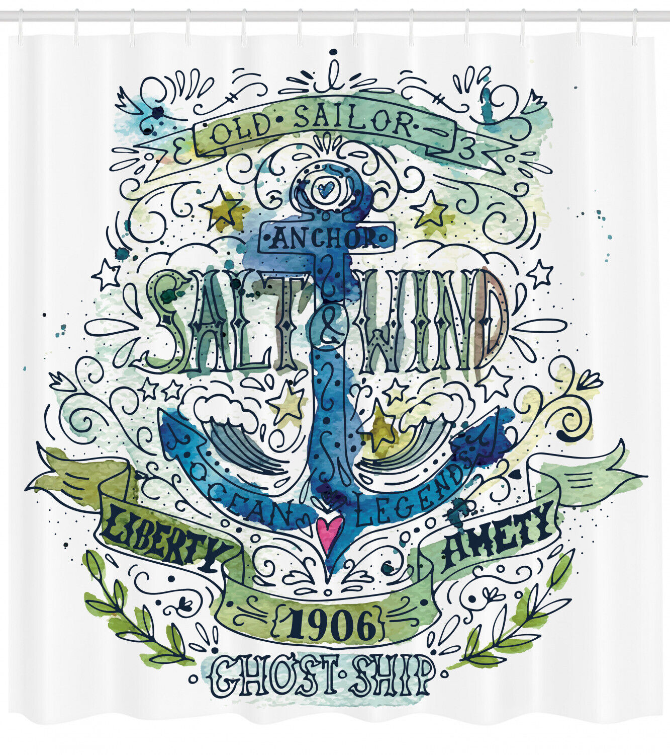 Ocean Legend Anchor Marine Shower Curtain Print for Bathroom