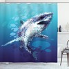 Ocean Life Animal Print Blue Shower Curtain Featuring Sharks