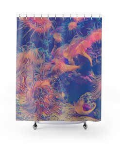 Ocean Reef Shower Curtain with Tropical Fish and Anemone Print