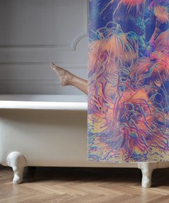 Ocean Reef Shower Curtain with Tropical Fish and Anemone Print