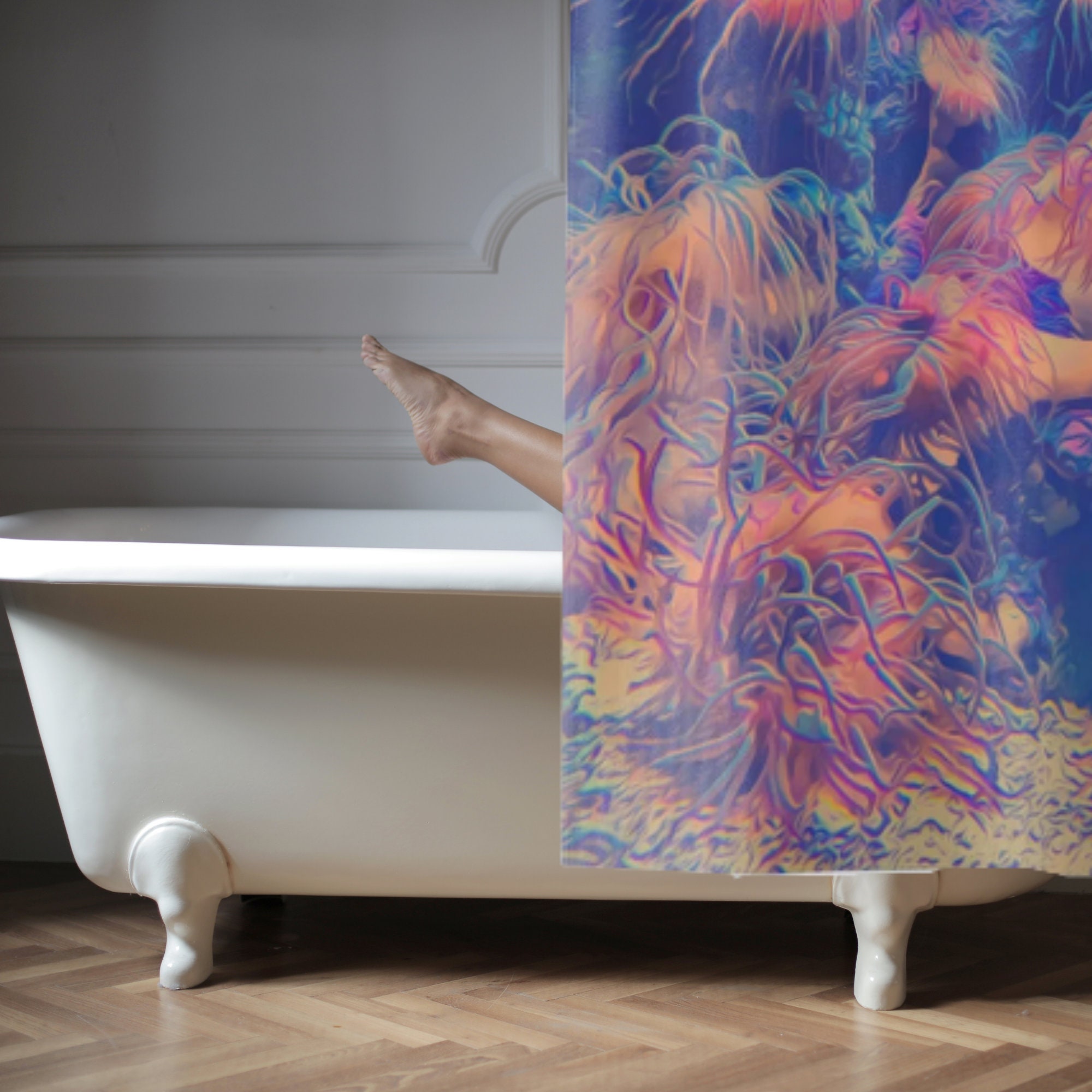 Ocean Reef Shower Curtain with Tropical Fish and Anemone Print
