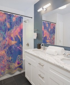 Ocean Reef Shower Curtain with Tropical Fish and Anemone Print