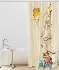 Ocean Sailing Sun Painting Fabric Shower Curtain for Bathroom Decor