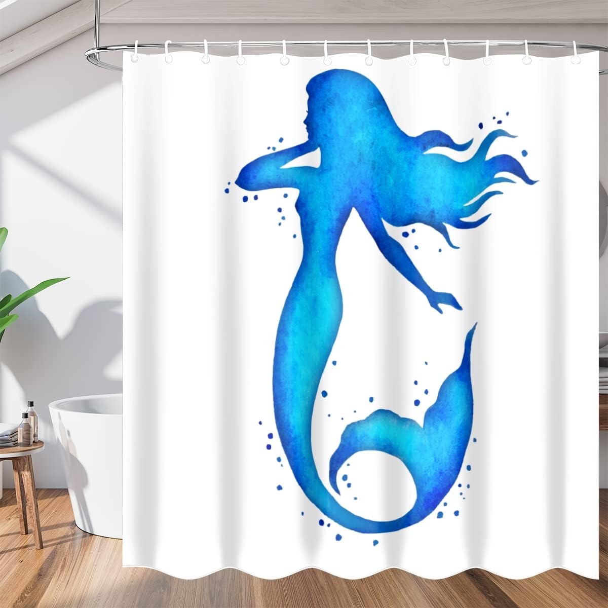 Ocean Sea Animal Mermaid Print Shower Curtain for Bathroom Fabric Home Decor
