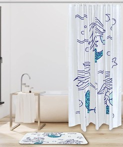 Ocean Sea Mermaid Underwater Waterproof Shower Curtain - Cloth Fabric Bathroom Curtain for Home Decor