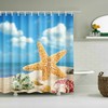 Ocean Sea Shell Starfish Fishing Nets Beach Themed Shower Curtain