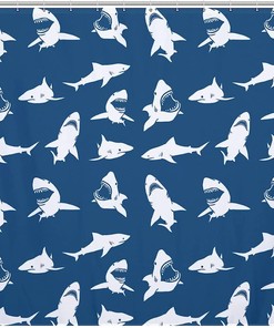 Ocean Shark Fabric Shower Curtain For A Fun Bathroom Look