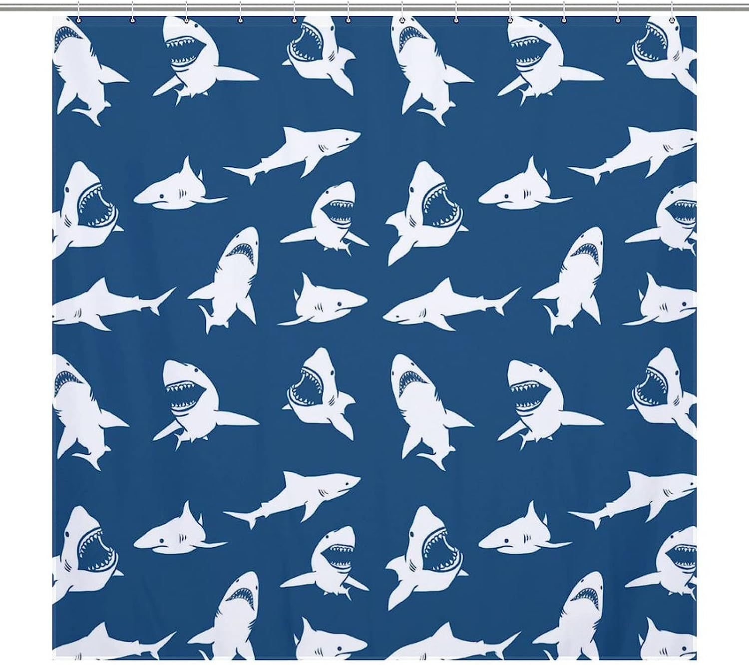 Ocean Shark Fabric Shower Curtain For A Fun Bathroom Look