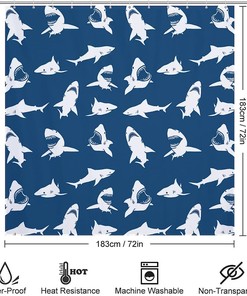 Ocean Shark Fabric Shower Curtain For A Fun Bathroom Look